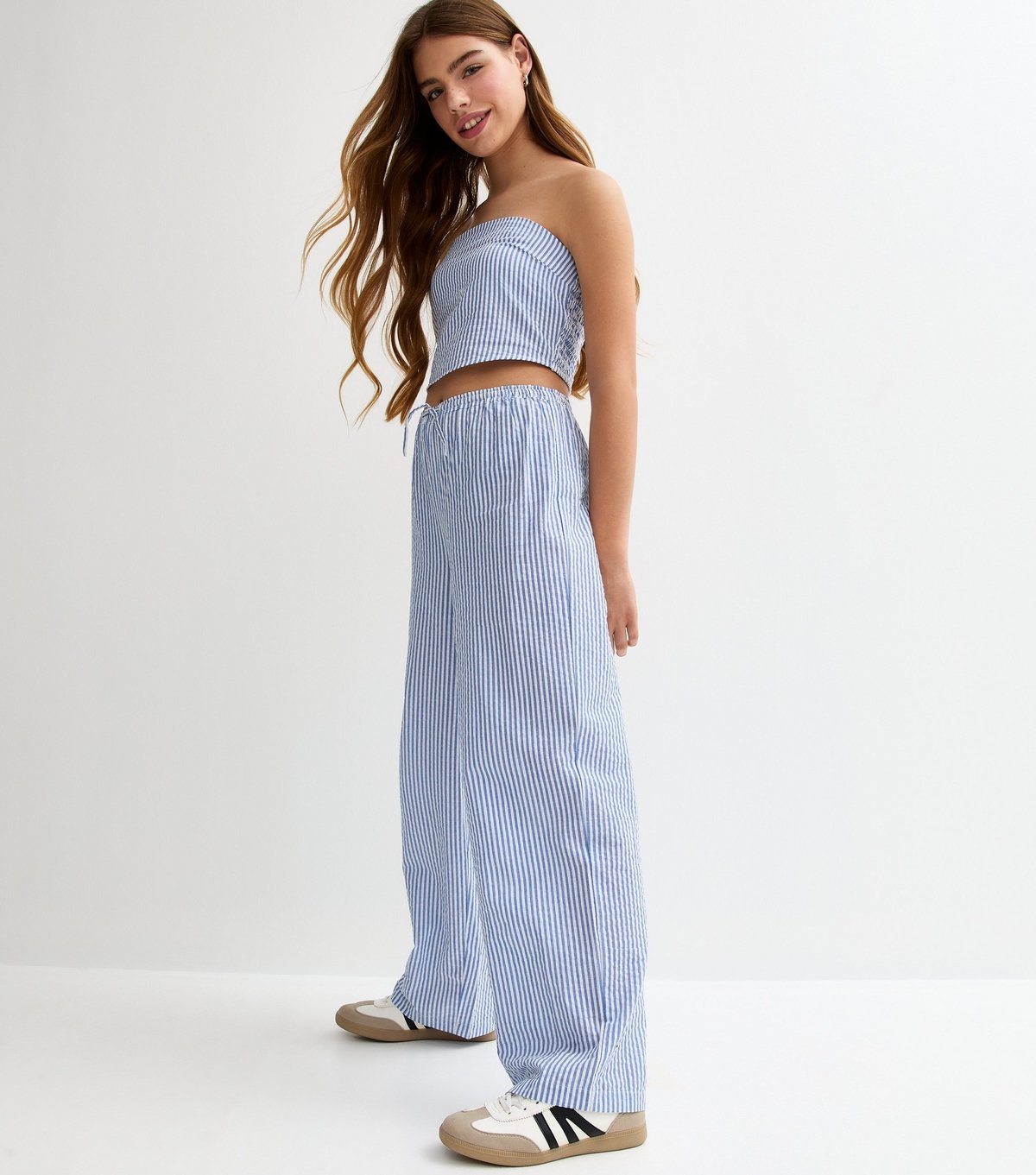 New Look Girls' Blue Stripe Seersucker Trousers New Look - 2