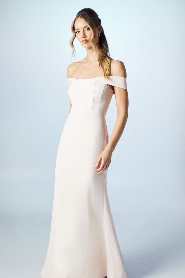Coast Coast Women's Bardot Corset Crepe Bridesmaid Dress in Blush - 2