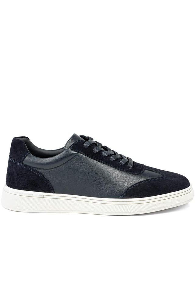 Jones Bootmaker Jones Bootmaker Men's Saladino Leather Lace Up Trainers in Navy - 2