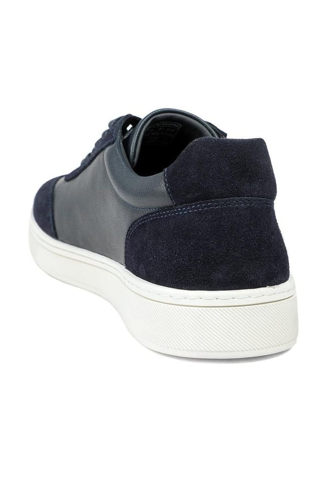 Jones Bootmaker Jones Bootmaker Men's Saladino Leather Lace Up Trainers in Navy - 3