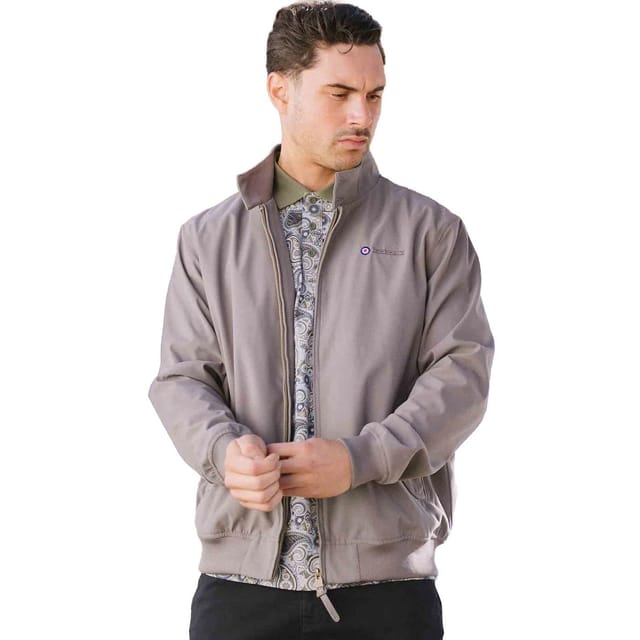 Lambretta Lambretta Men's Shower Resistant Harrington Jacket in Dark Grey - 3