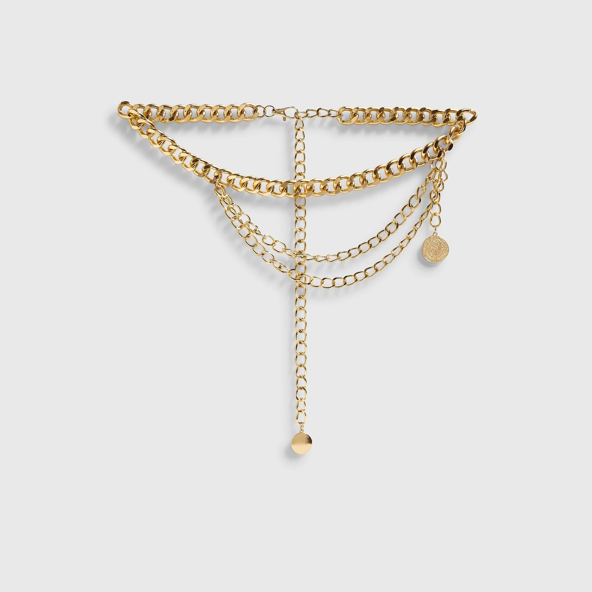 River Island River Island Womens Gold Chunky Coin Chain Belt