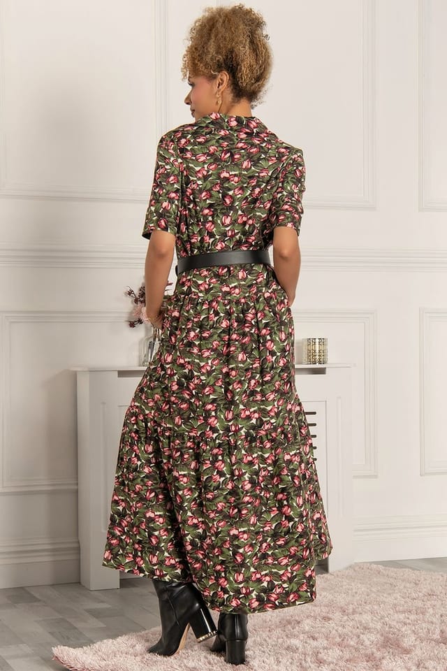 Jolie Moi Jolie Moi Women's Andora Printed Maxi Dress in Green - 2