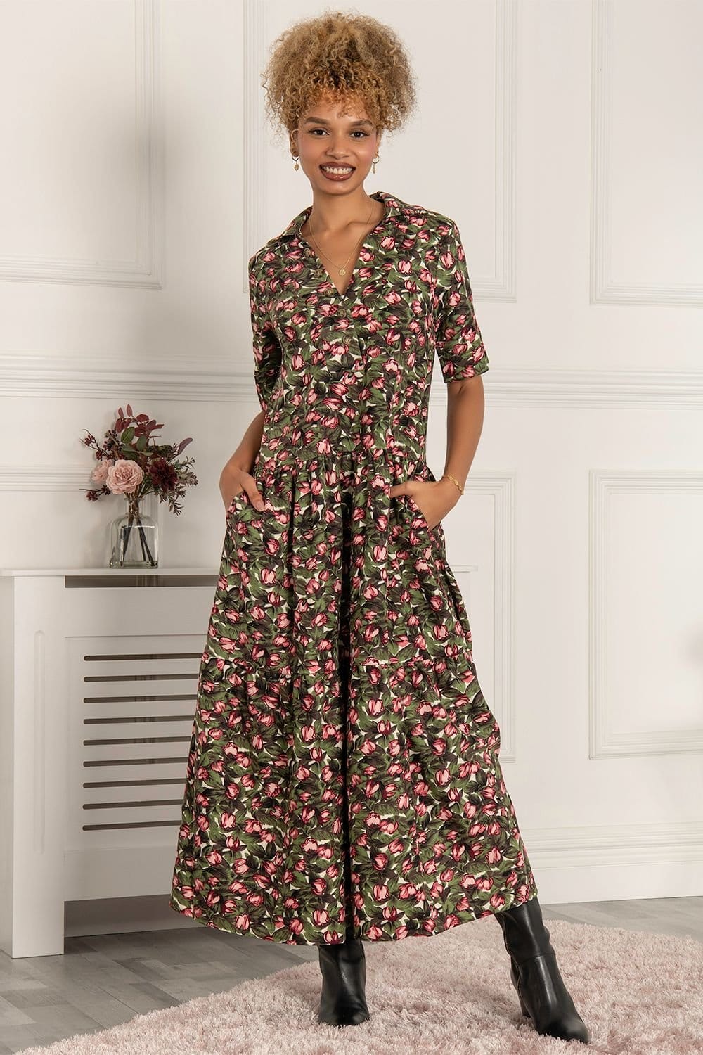 Jolie Moi Jolie Moi Women's Andora Printed Maxi Dress in Green - 4