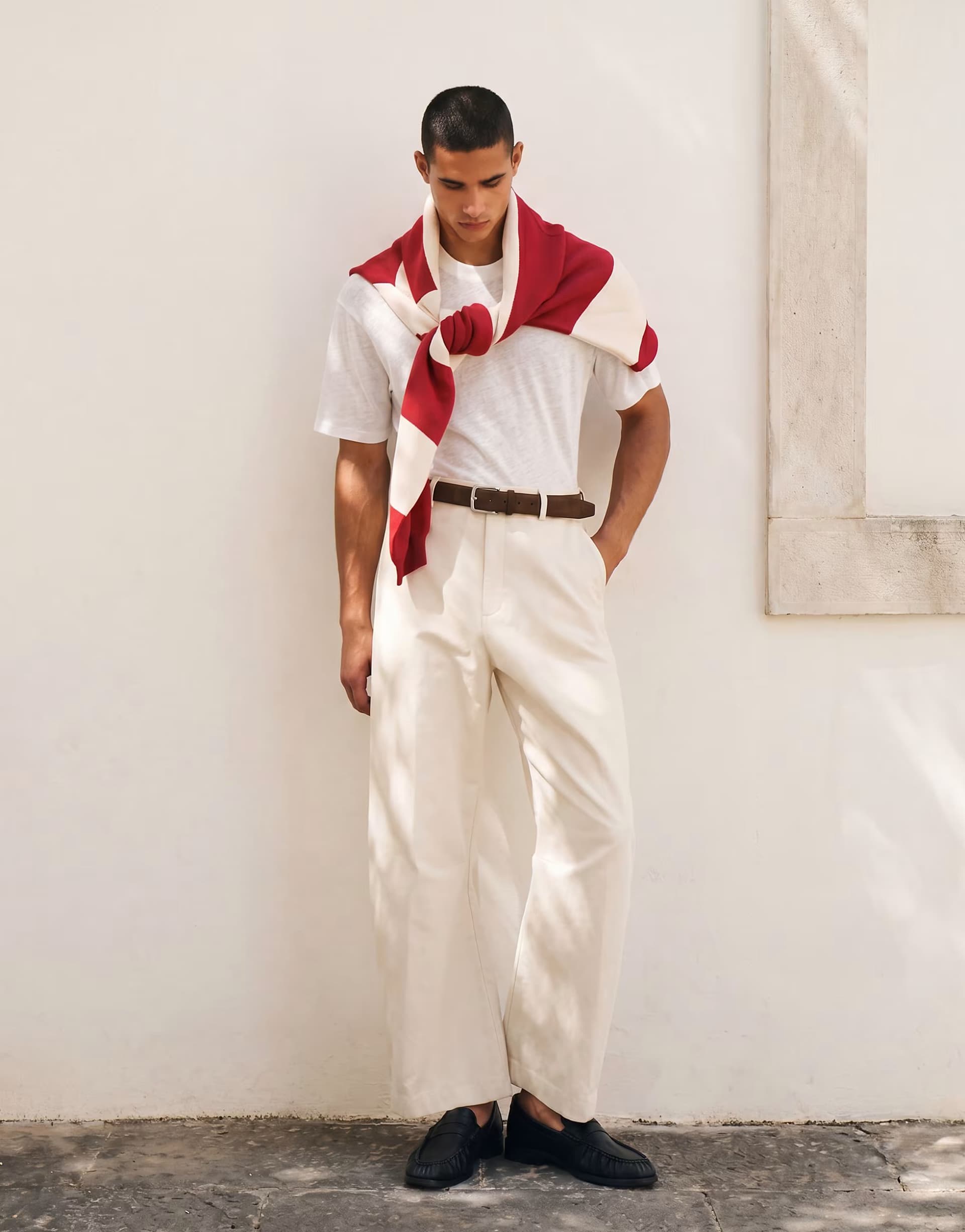 ASOS ASOS DESIGN smart corduroy barrel leg trousers in ecru
