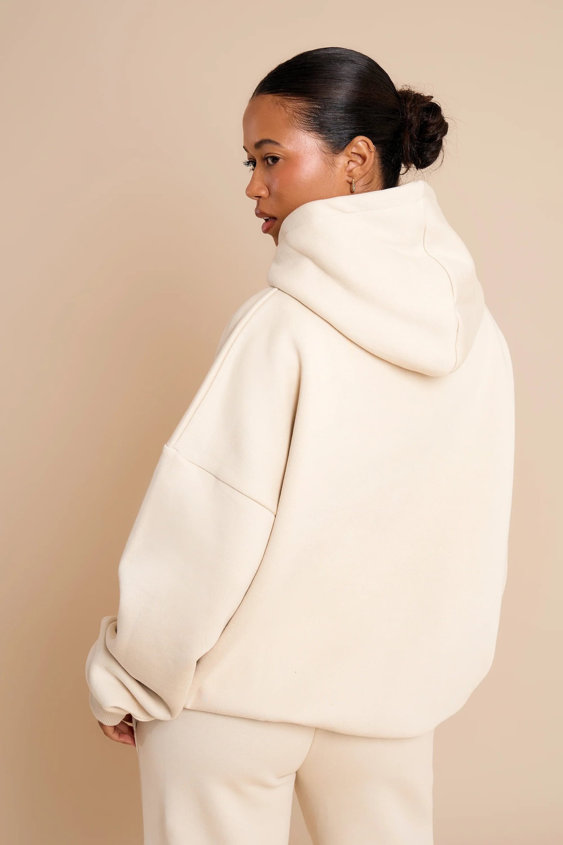 Kaiia Kaiia Jeans Embossed Oversized Hoodie Limestone - 4