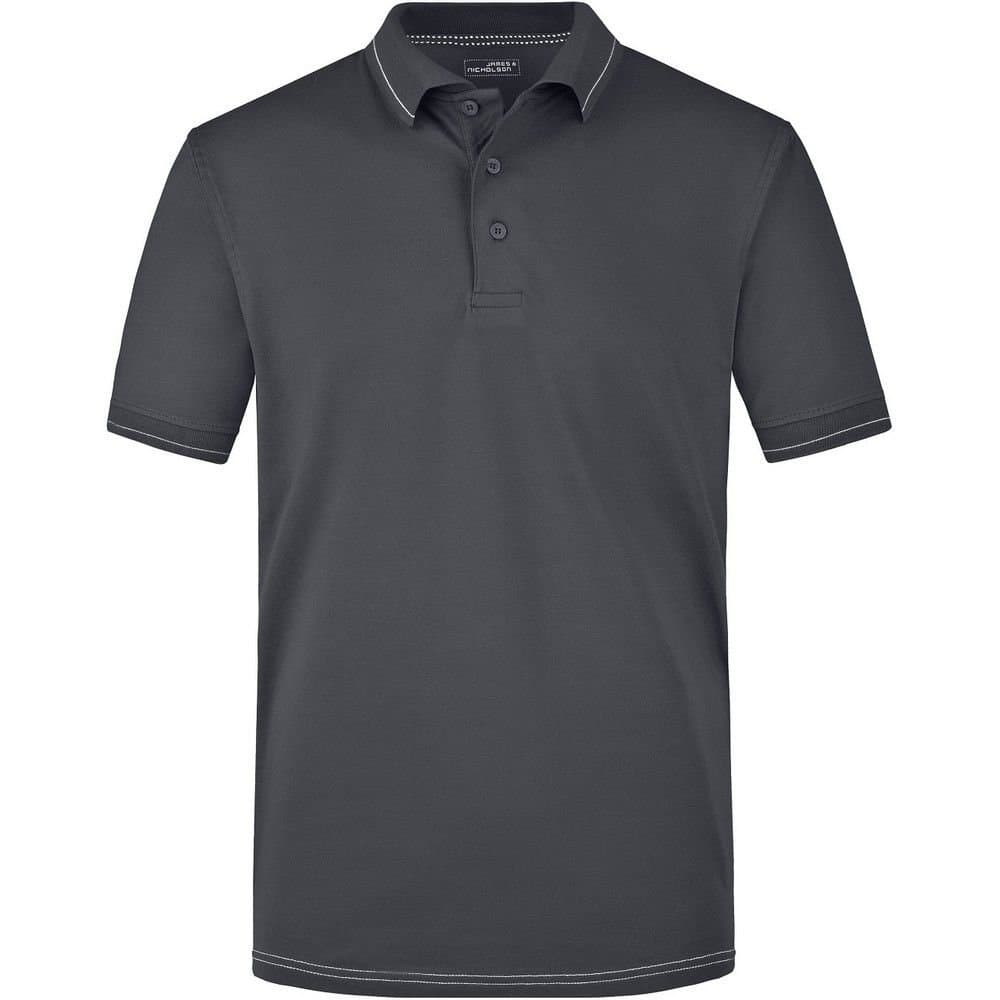 James and Nicholson James and Nicholson Men's Elasticated Polo Shirt in Dark Grey
