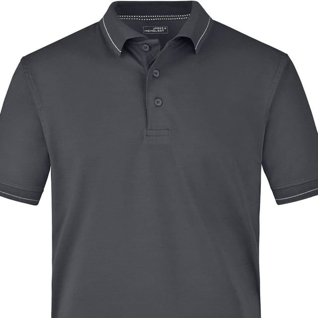 James and Nicholson James and Nicholson Men's Elasticated Polo Shirt in Dark Grey - 2