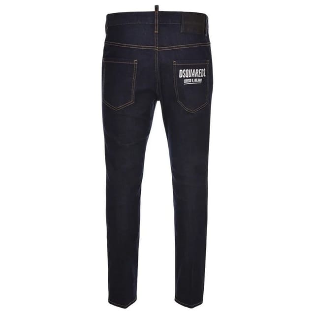 Dsquared2 Dsquared2 Men's Skater Jean Italian Address Logo Navy Blue Wash Jeans - 2