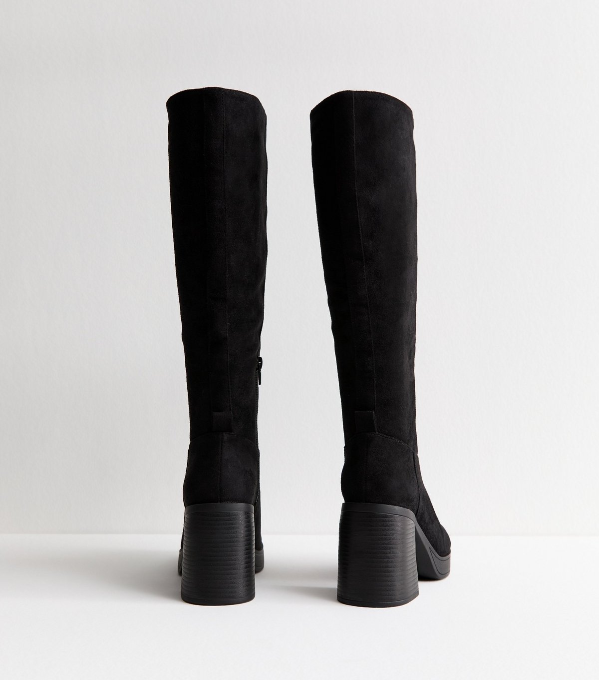 New Look Women's Black Faux Suede Platform Knee High Boots Vegan New Look - 4