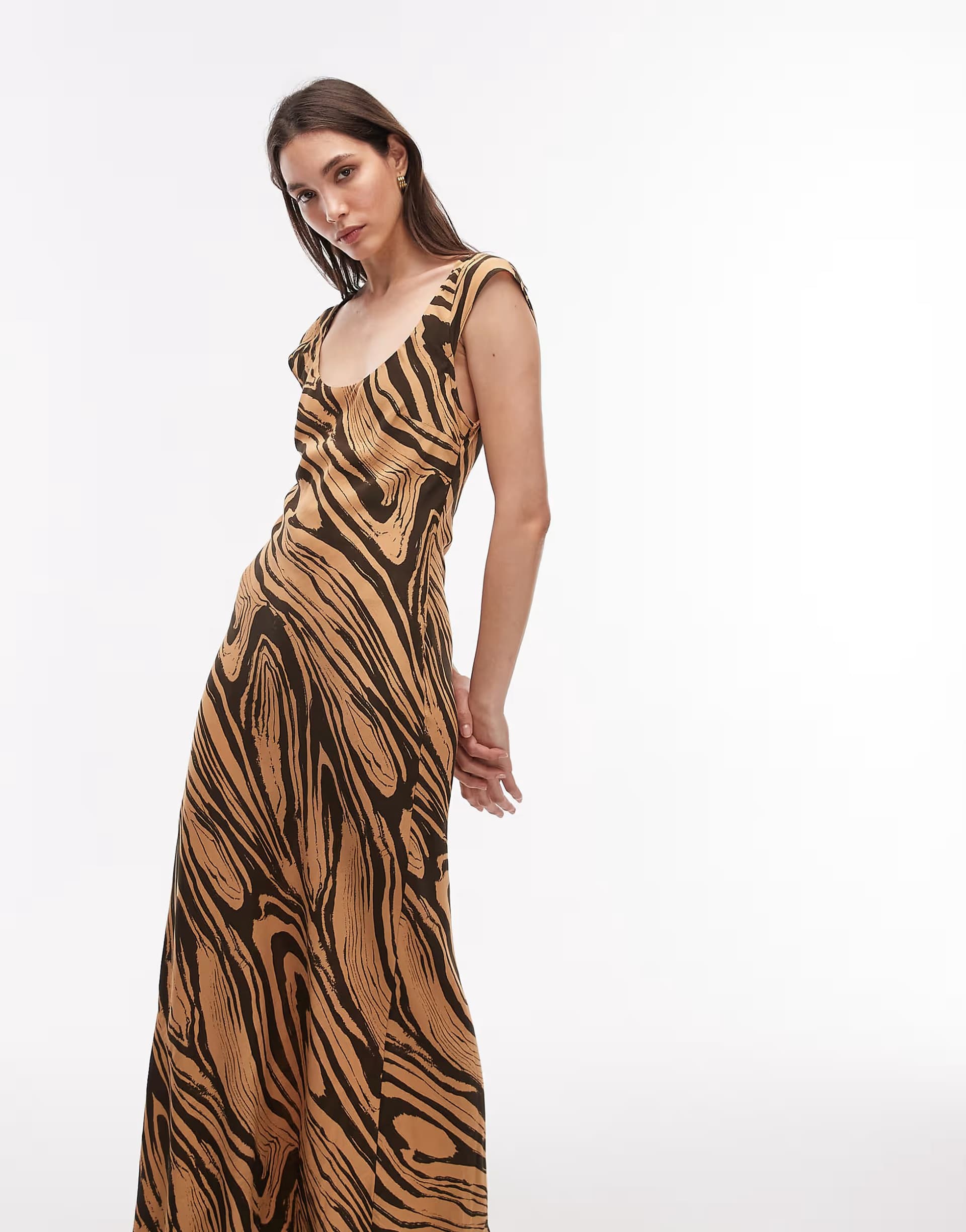 ASOS ASOS DESIGN cap sleeve midi dress in black marble print