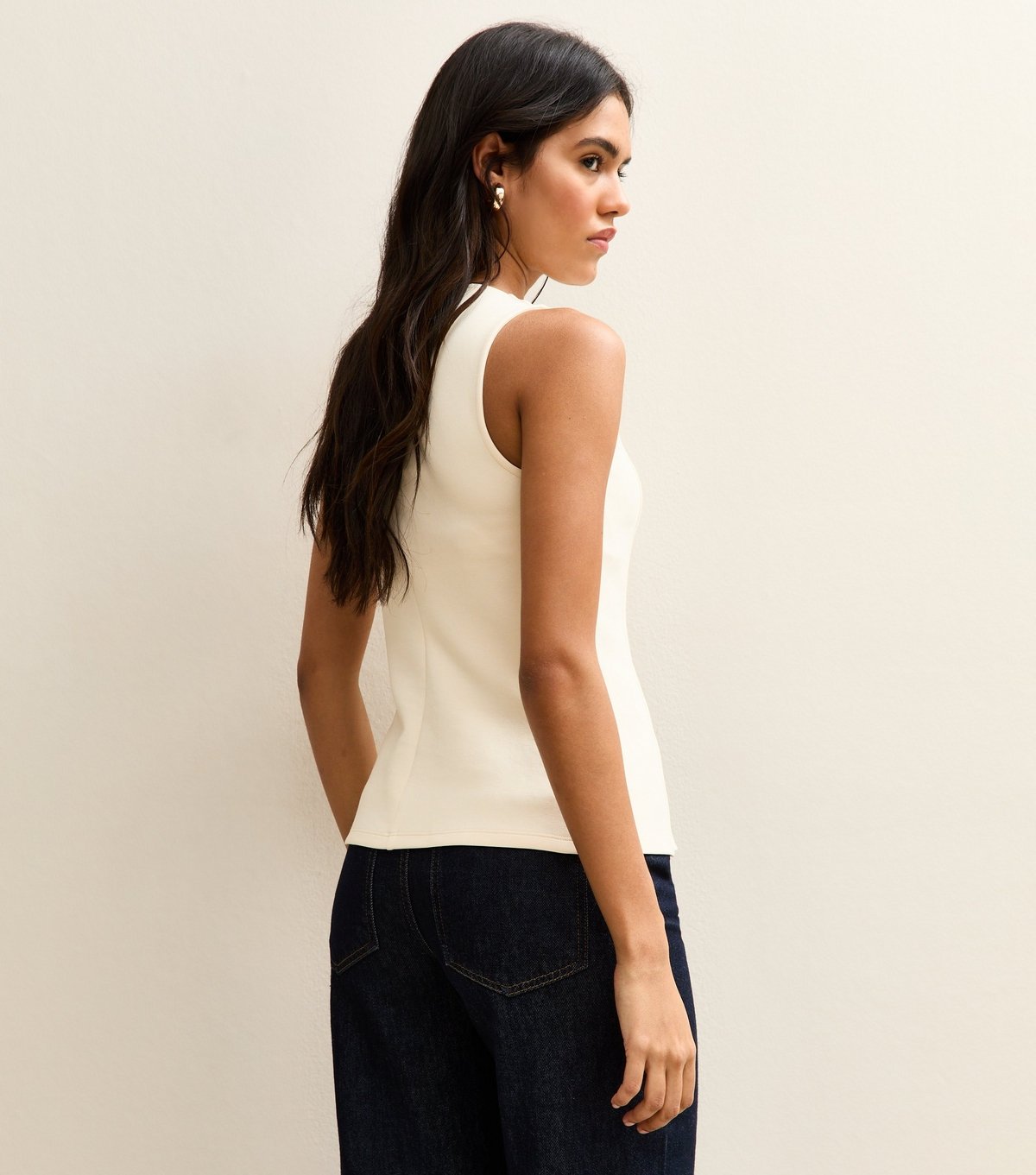 New Look Women's Off White Crew Faux Pearl Button Waistcoat New Look - 4