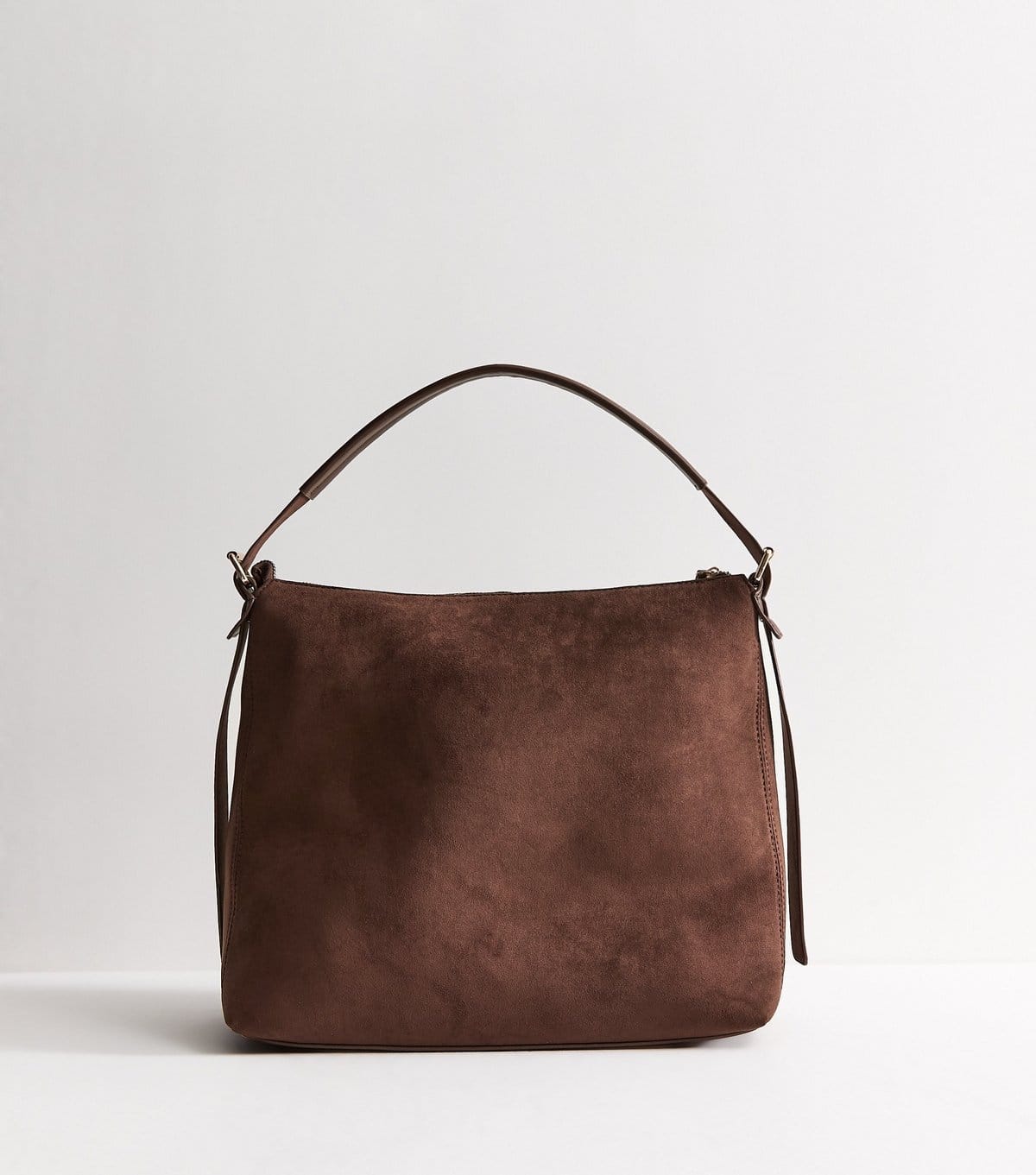 New Look Dark Brown Faux Suede Hobo Shoulder Bag New Look - 4