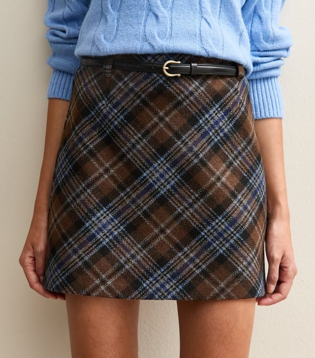 New Look Women's Brown Brushed Check Mini Skirt New Look - 3