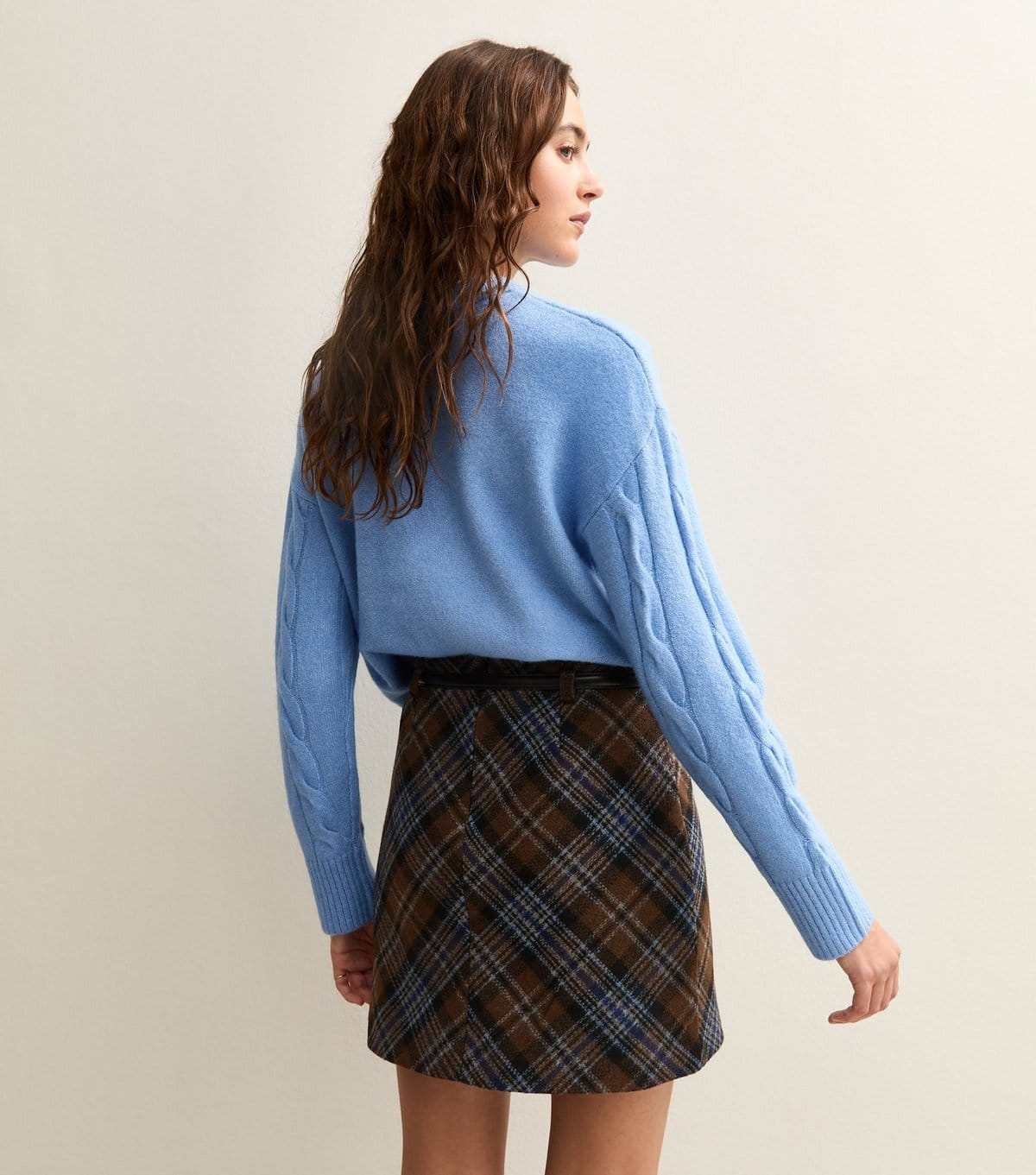 New Look Women's Brown Brushed Check Mini Skirt New Look - 4