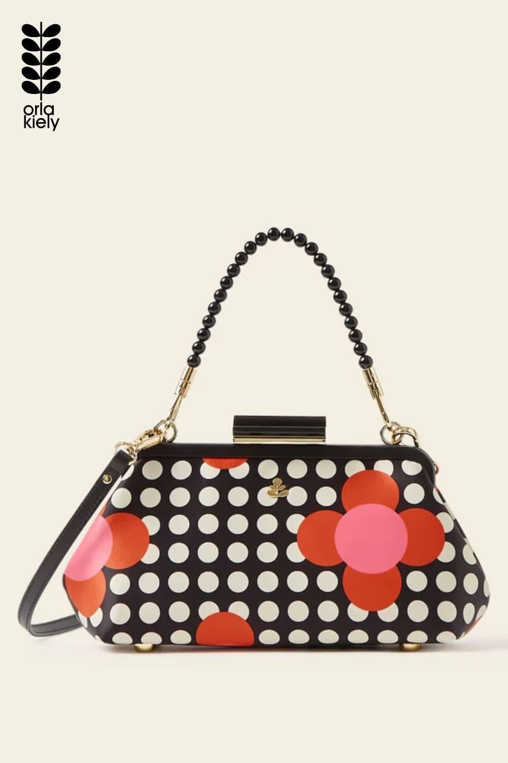 Orla Kiely Orla Kiely Pink Polka Dot Clutch - Fuchsia Flower