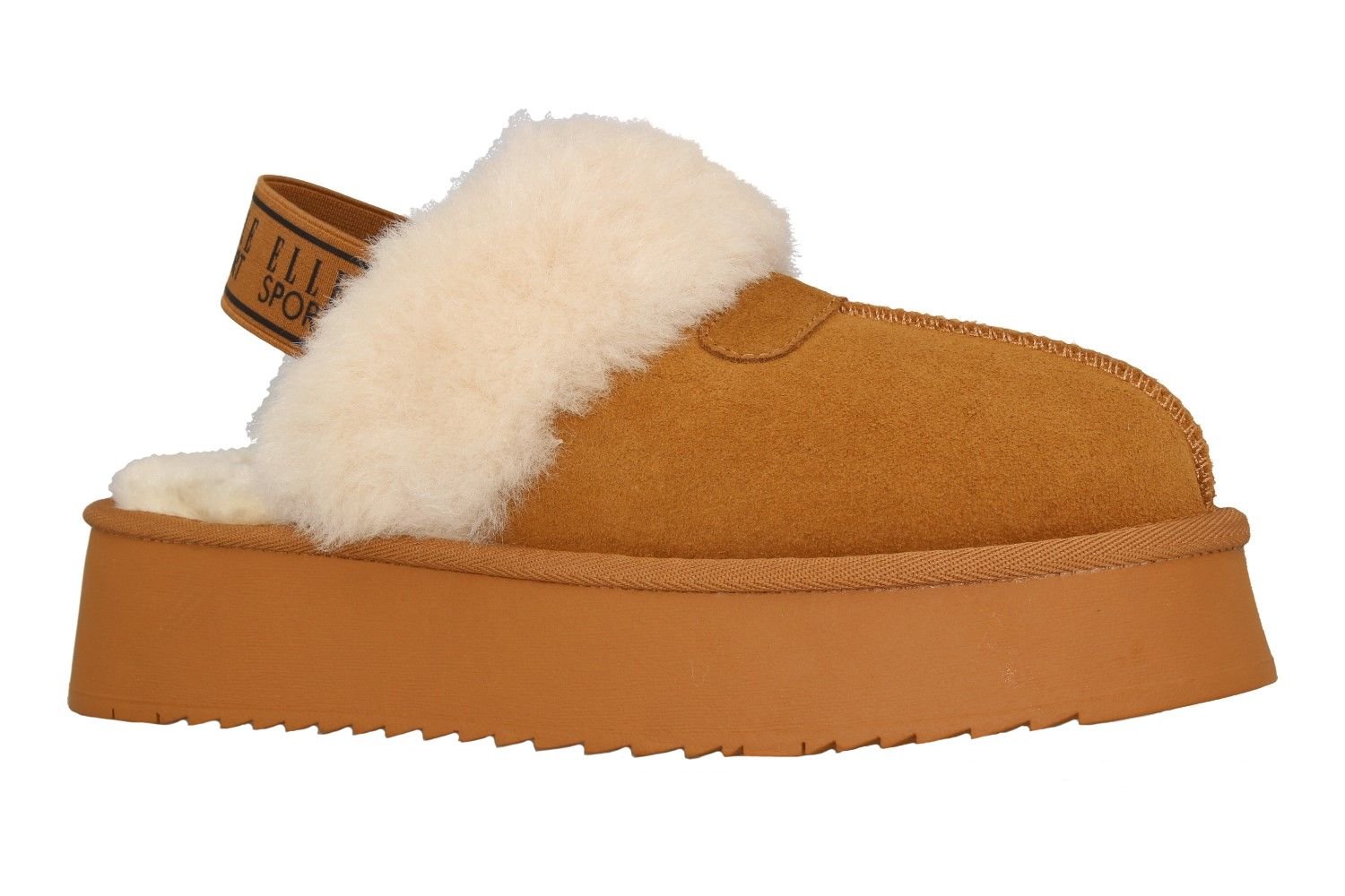Elle Sport Elle Sport Women's Faux Fur Platform Slippers With Slingback Strap in Tan - 2