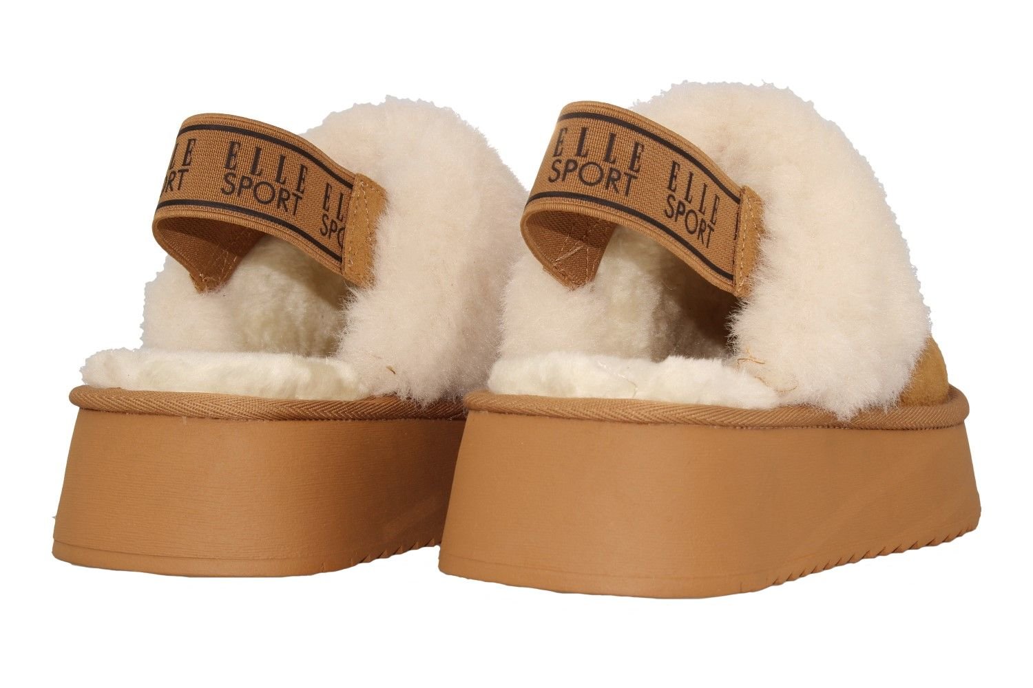 Elle Sport Elle Sport Women's Faux Fur Platform Slippers With Slingback Strap in Tan - 3