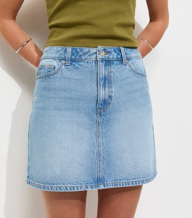 New Look Women's Light Blue Denim A-Line Mini Skirt New Look - 2