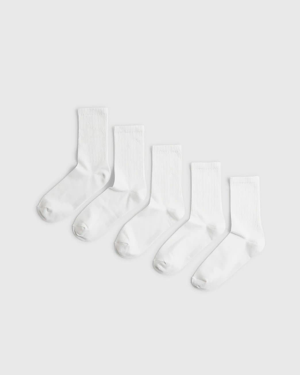 River Island Mens River Island White Ribbed Tube Pack Of 5 Socks