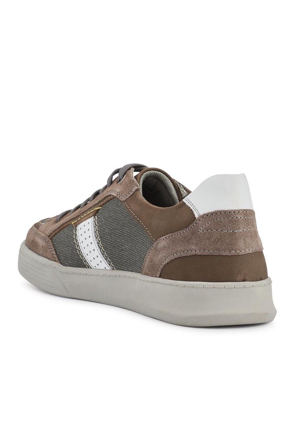 Pavers Pavers Men's Wide-Fit Leather Laced Trainers in Grey - 3