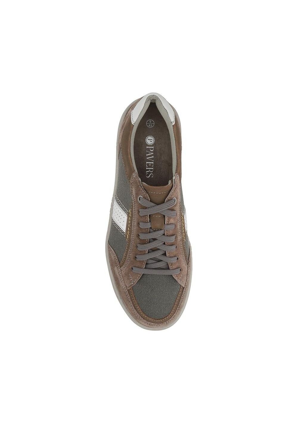 Pavers Pavers Men's Wide-Fit Leather Laced Trainers in Grey - 4