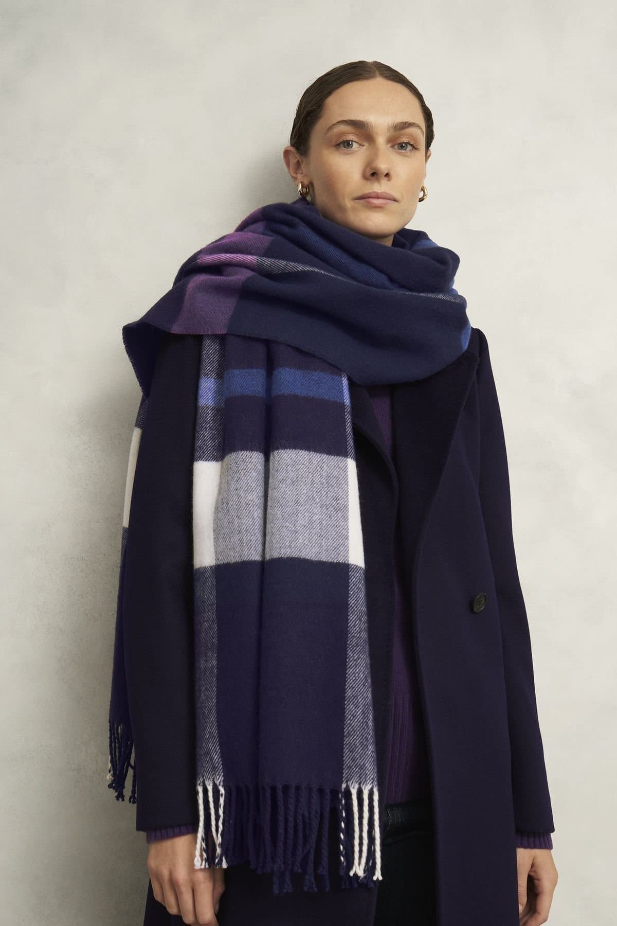 Hobbs London Hobbs London Women's Jess Checked Scarf in Grape