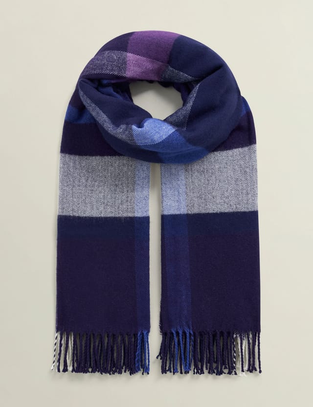 Hobbs London Hobbs London Women's Jess Checked Scarf in Grape - 2