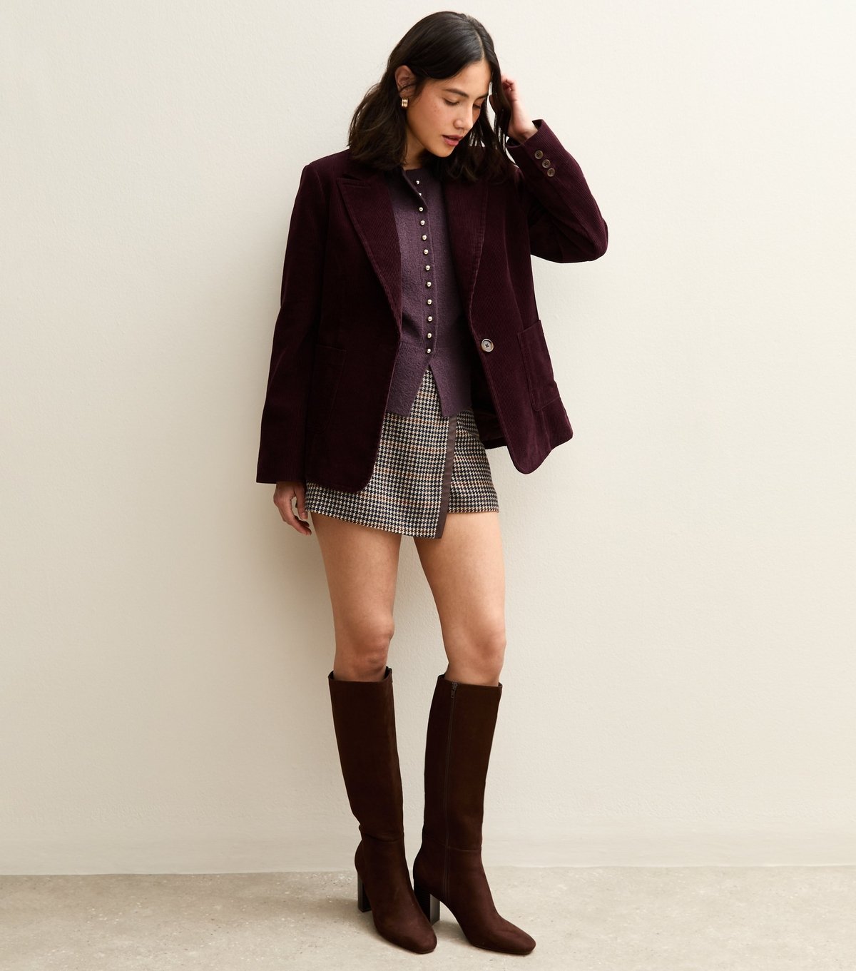 New Look Women's Light Purple Crew Neck Contrast Button Knit Waistcoat New Look - 3