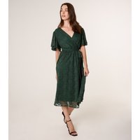 Blue Vanilla Women's Green Angel Sleeve Midi Dress Blue Vanilla New Look - 3