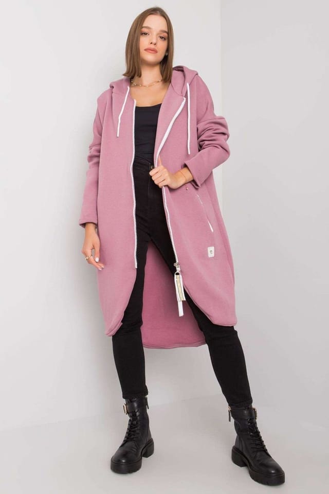 Love Lace Love Lace Women's Extended Zip Hooded Sweatshirt with Pockets in Pink - 2