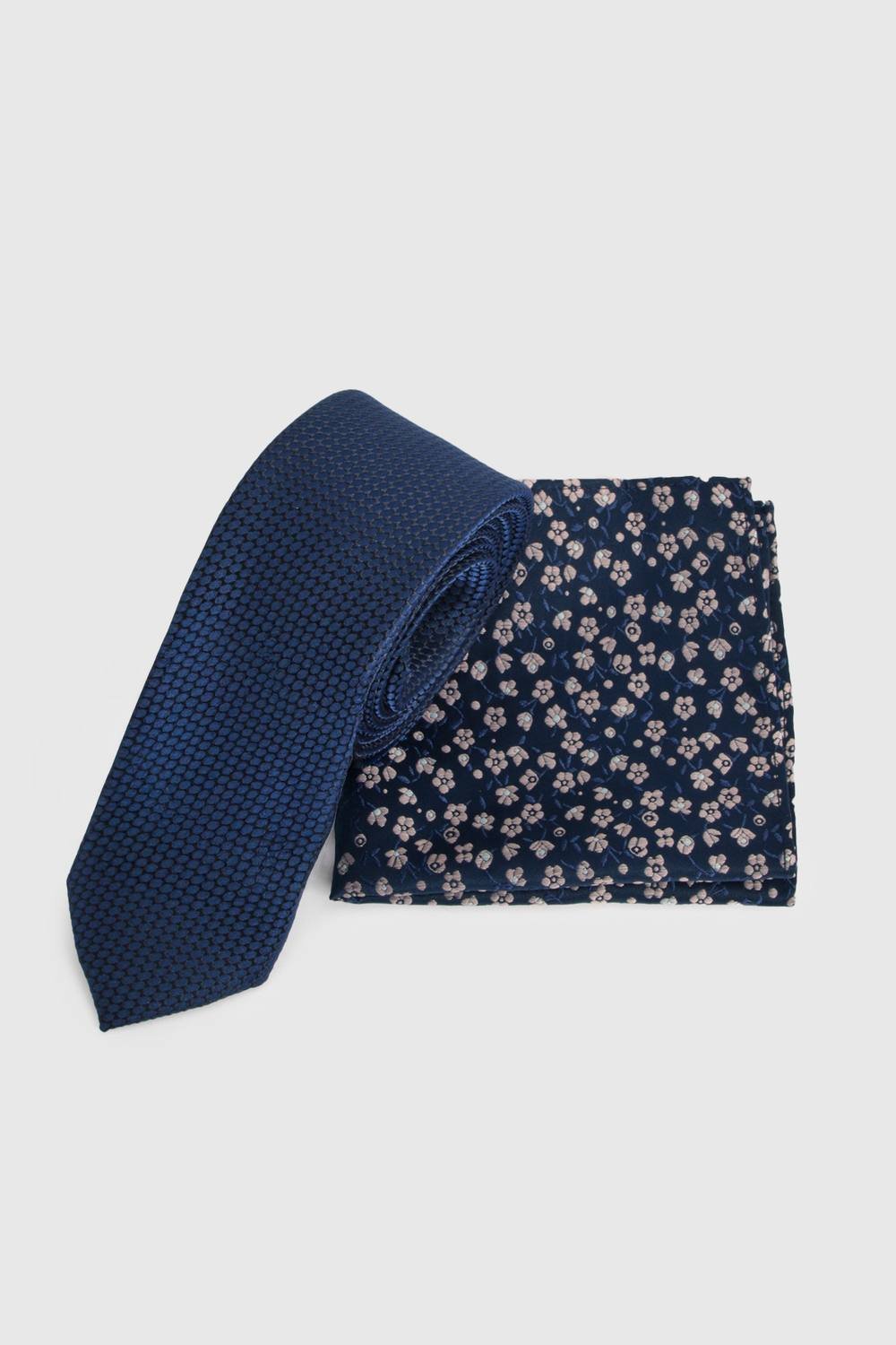 Burton Burton Men's Navy Tie & Ditsy Pocket Square - 2