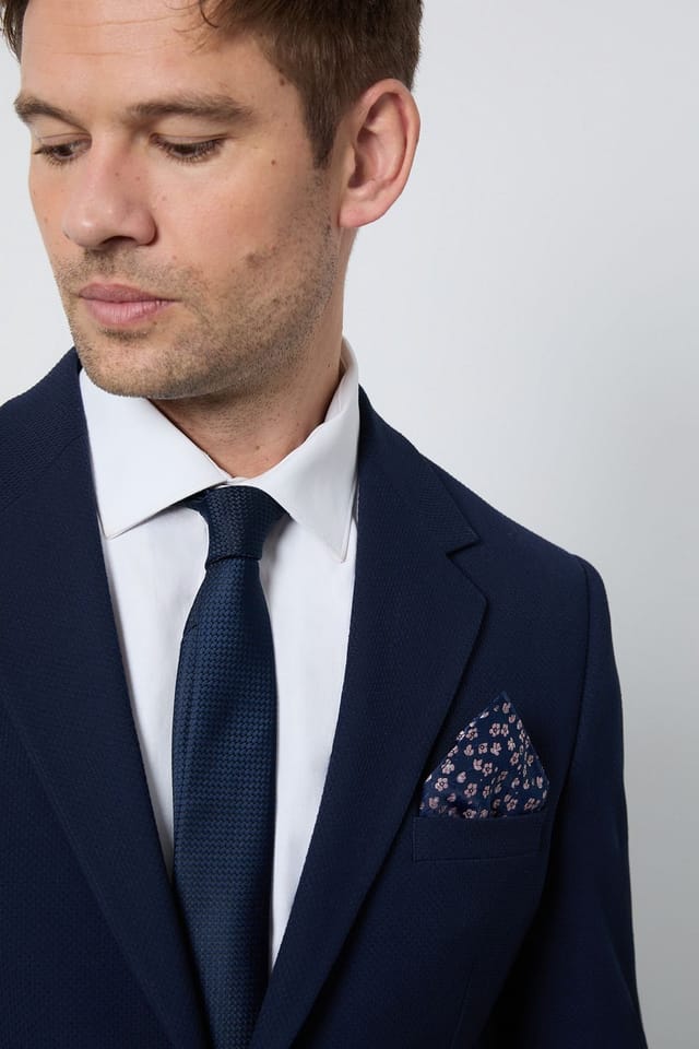 Burton Burton Men's Navy Tie & Ditsy Pocket Square - 2