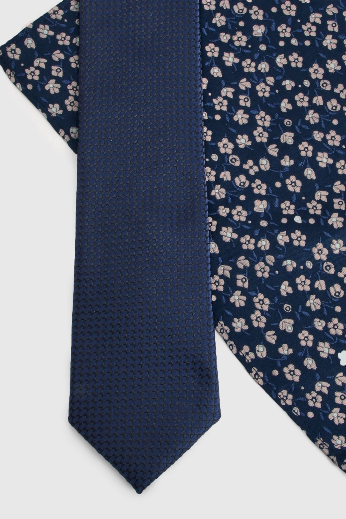 Burton Burton Men's Navy Tie & Ditsy Pocket Square - 3