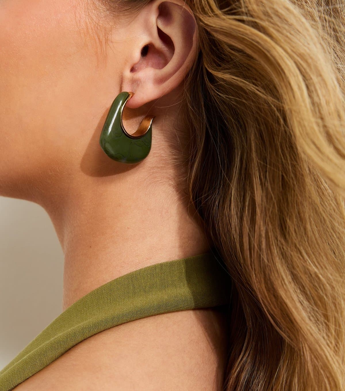 New Look New Look Light Green Resin Hoop Earrings