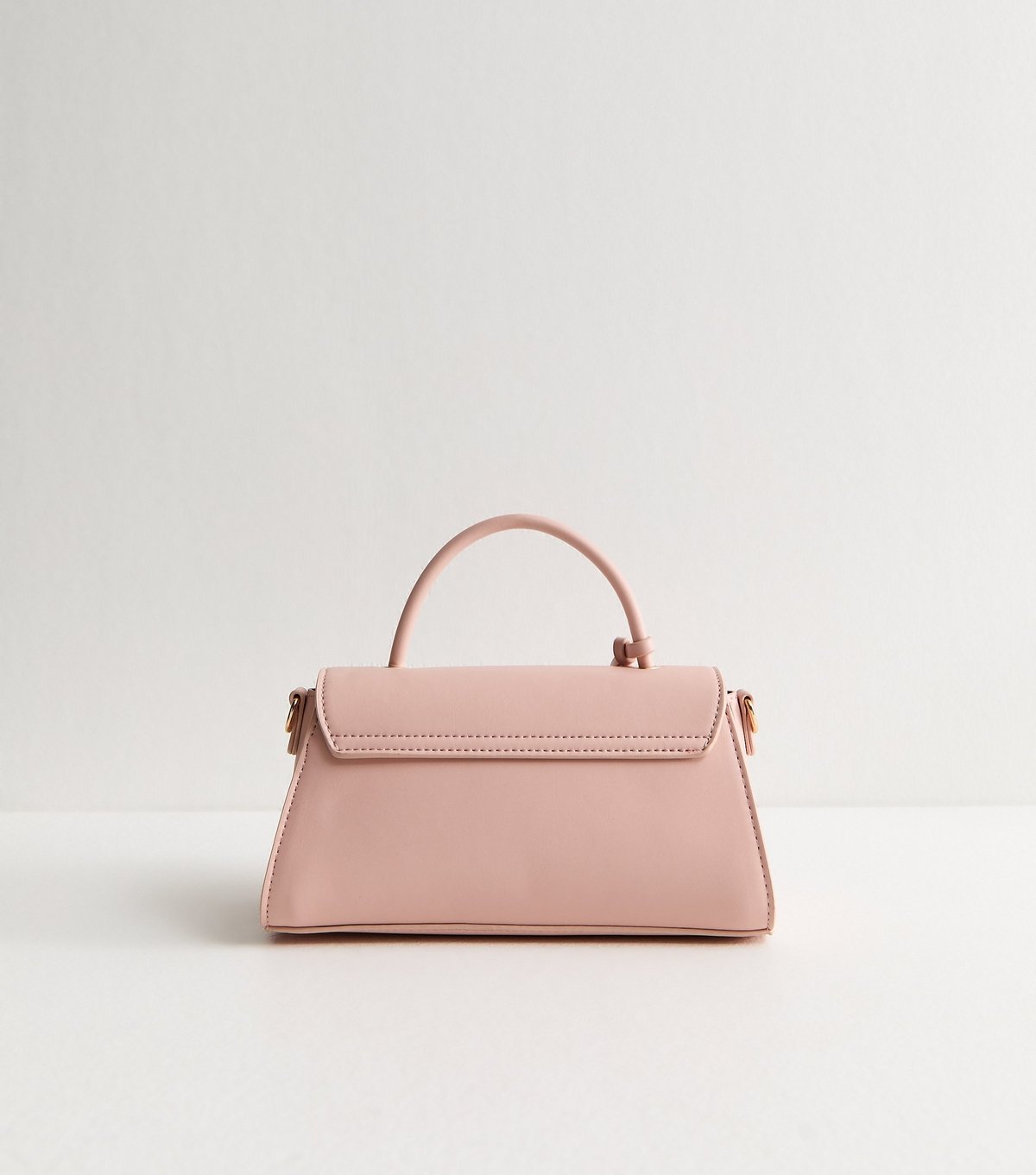 New Look Light Pink Faux Leather Top Handle Flap Bag Vegan New Look - 4