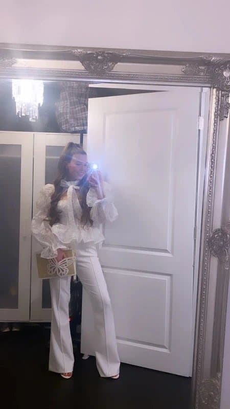 ASOS ASOS White LUXE Pussy Bow Puff Sleeve Lace Top