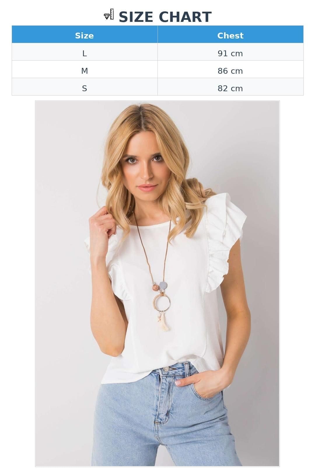 Love Lace Love Lace Women's Frill Short Sleeve Blouse with Back Cutout in White - 4