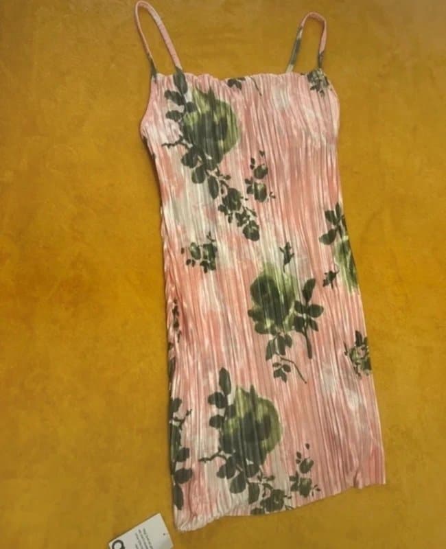 ASOS ASOS Plisse pink and green mini dress