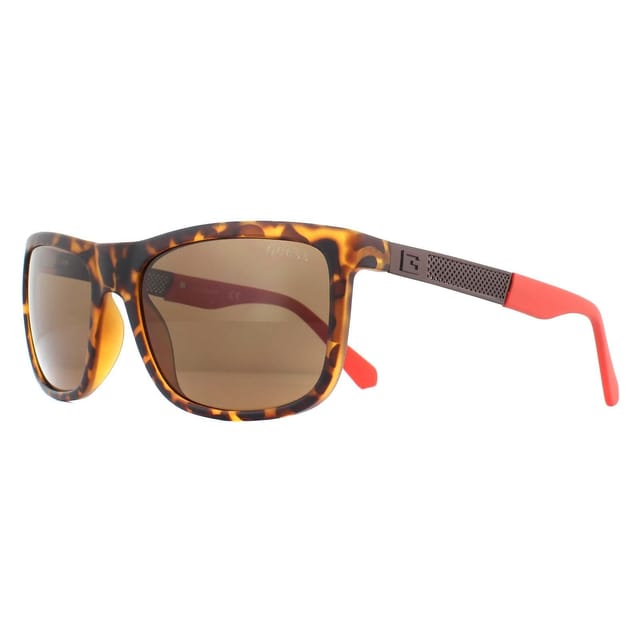 Guess Guess Men's Rectangle Dark Havana Brown Polarized Sunglasses - 2