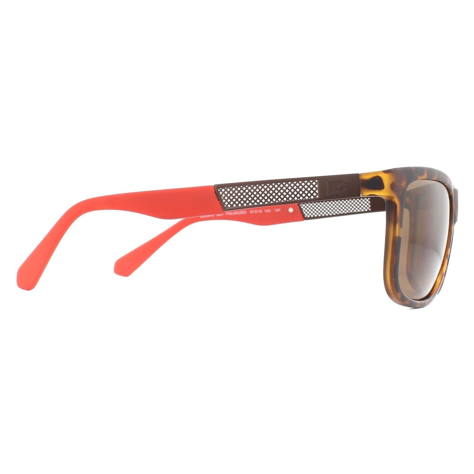 Guess Guess Men's Rectangle Dark Havana Brown Polarized Sunglasses - 4