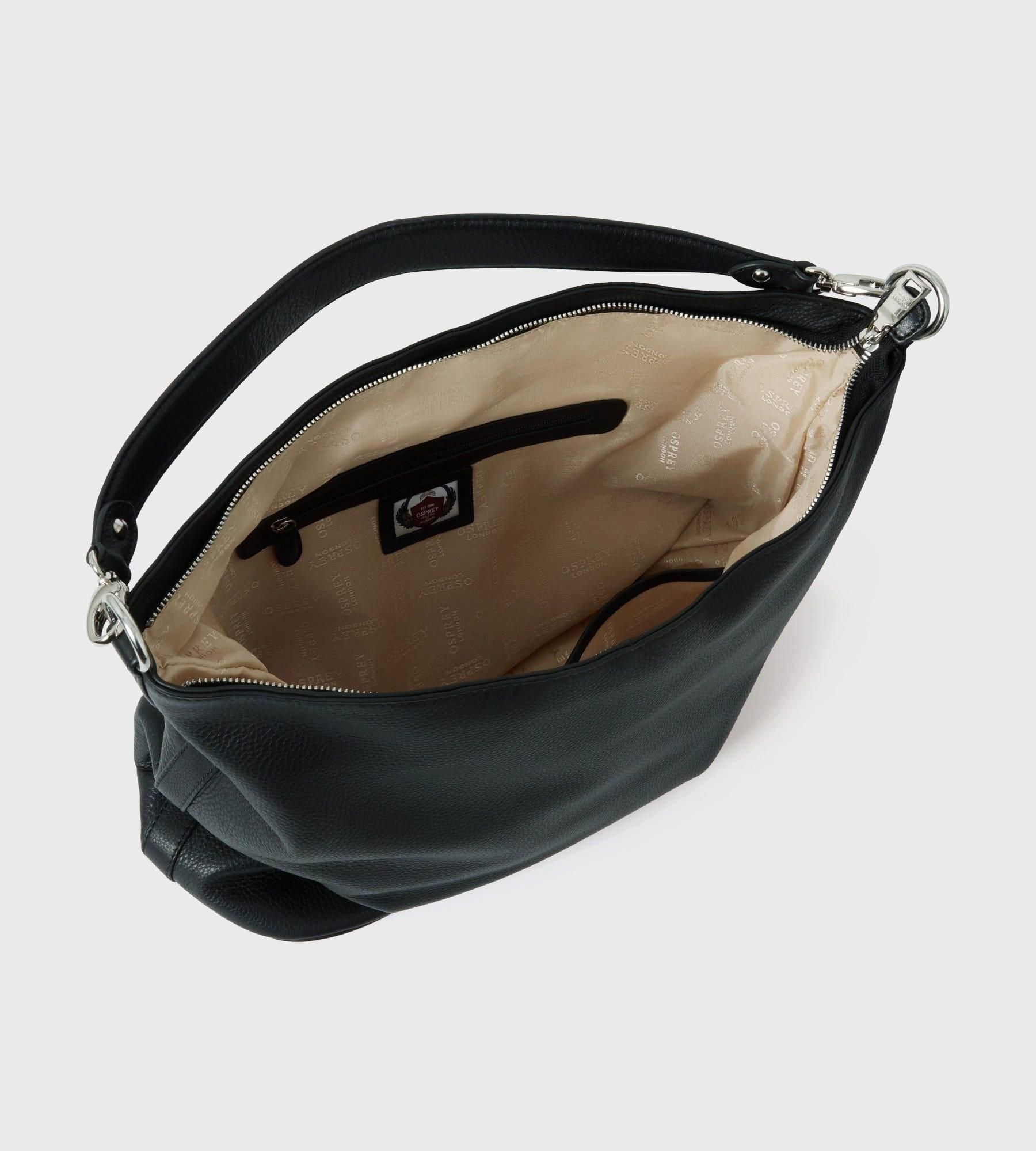 OSPREY LONDON OSPREY LONDON Women's The Kelso Large Leather Hobo Bag in Black - 3