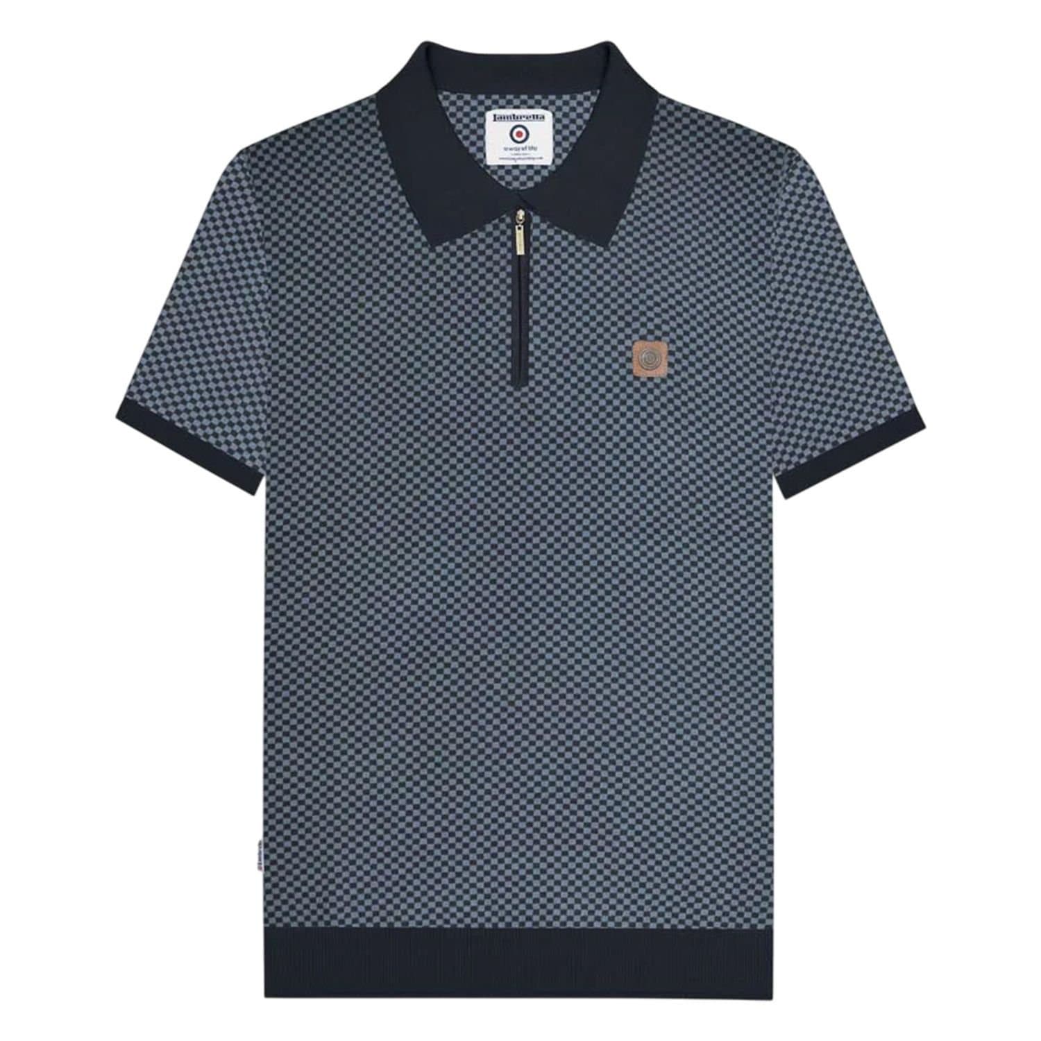 Lambretta Lambretta Men's Knitted Quarter Zip Polo Shirt in Navy