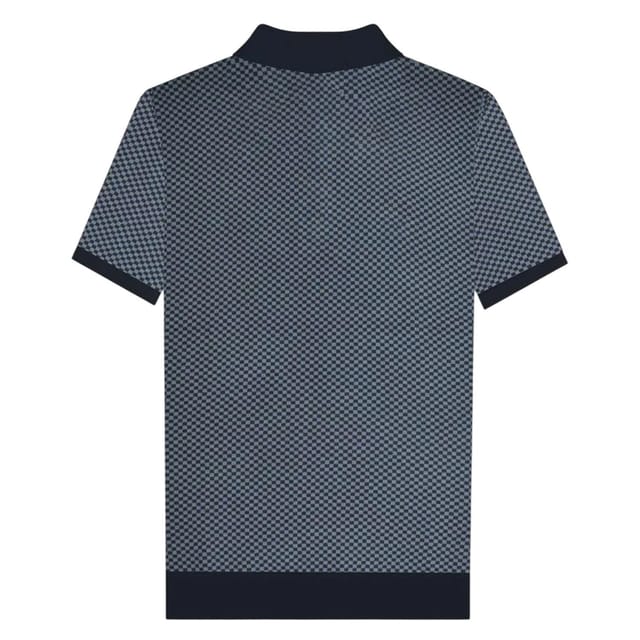 Lambretta Lambretta Men's Knitted Quarter Zip Polo Shirt in Navy - 2