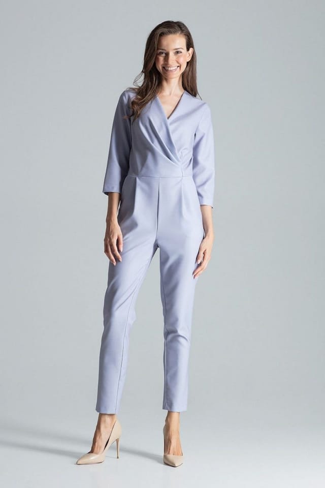 Love Lace Love Lace Women's Grey Envelope Neck Jumpsuit with Pockets - 2