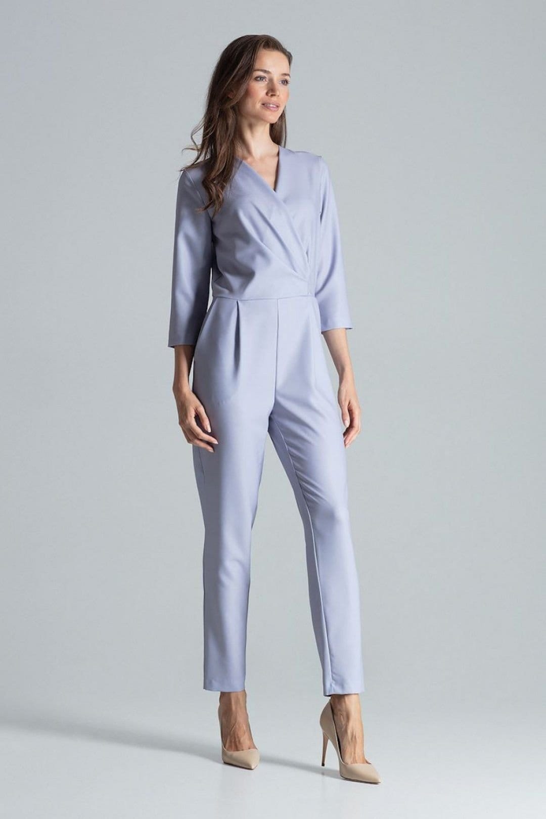 Love Lace Love Lace Women's Grey Envelope Neck Jumpsuit with Pockets - 4