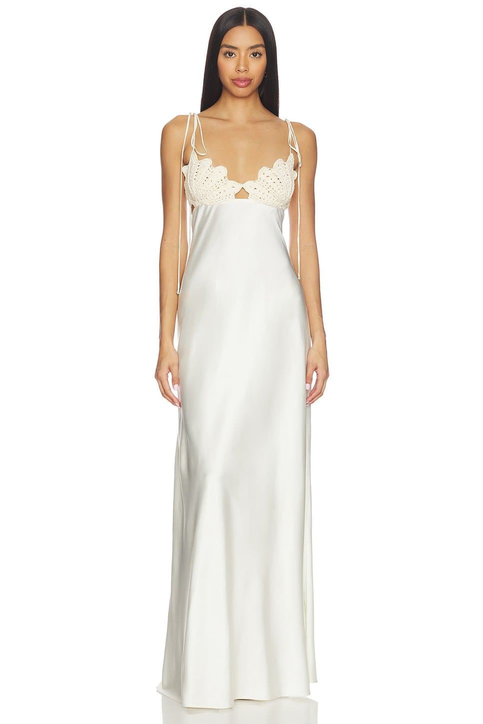revolve Revolve Off White Satin Maxi Dress