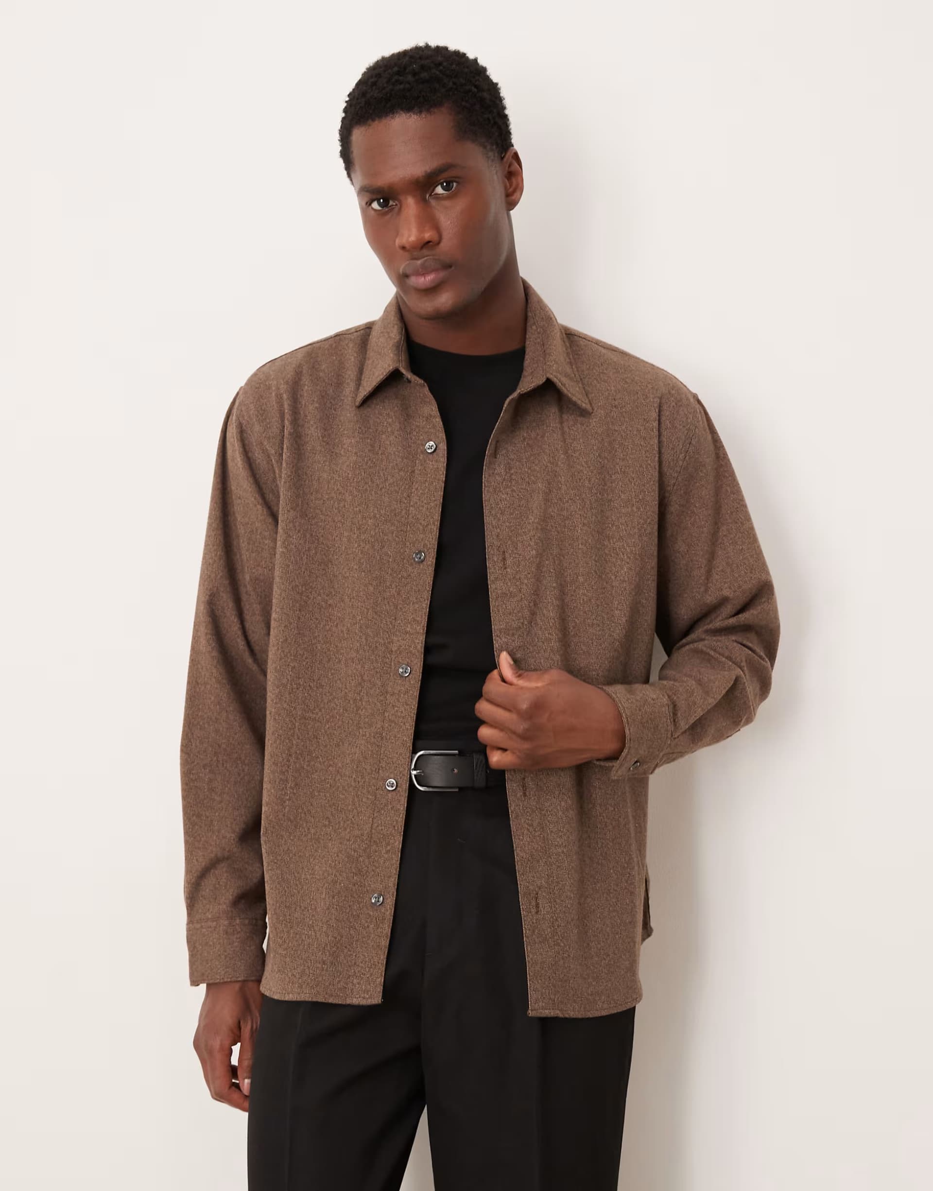 ASOS Abercrombie & Fitch relaxed soft-touch shirt in brown