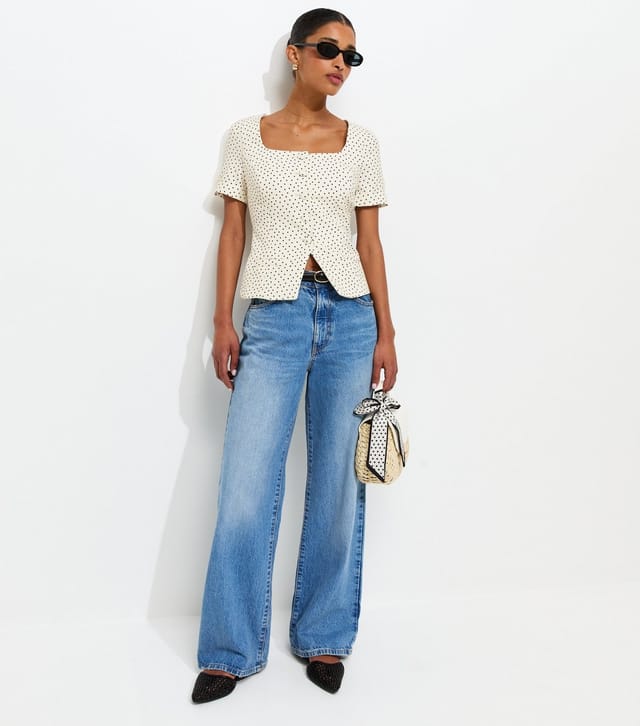 New Look Women's White Spot Print Square Neck Short Sleeve Blazer New Look - 3