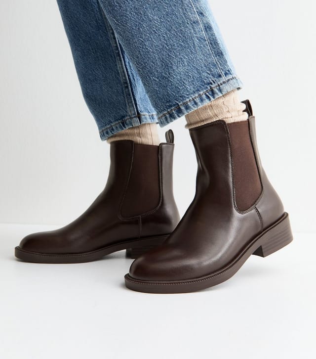 New Look Women's Dark Brown Faux Leather Chelsea Ankle Boots Vegan New Look - 2
